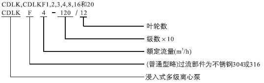CDLK，CDLKF浸入式多級離心泵型號定義